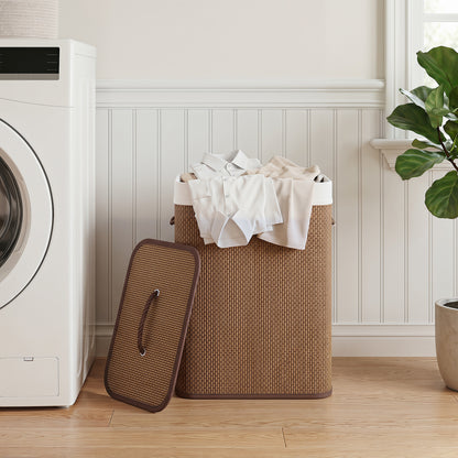 19 Gal Capacity Bamboo Clothes Hamper with Removable Liner and Portable Handles, Brown Laundry Baskets at Gallery Canada