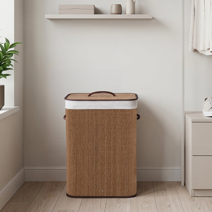 19 Gal Capacity Bamboo Clothes Hamper with Removable Liner and Portable Handles, Brown Laundry Baskets at Gallery Canada