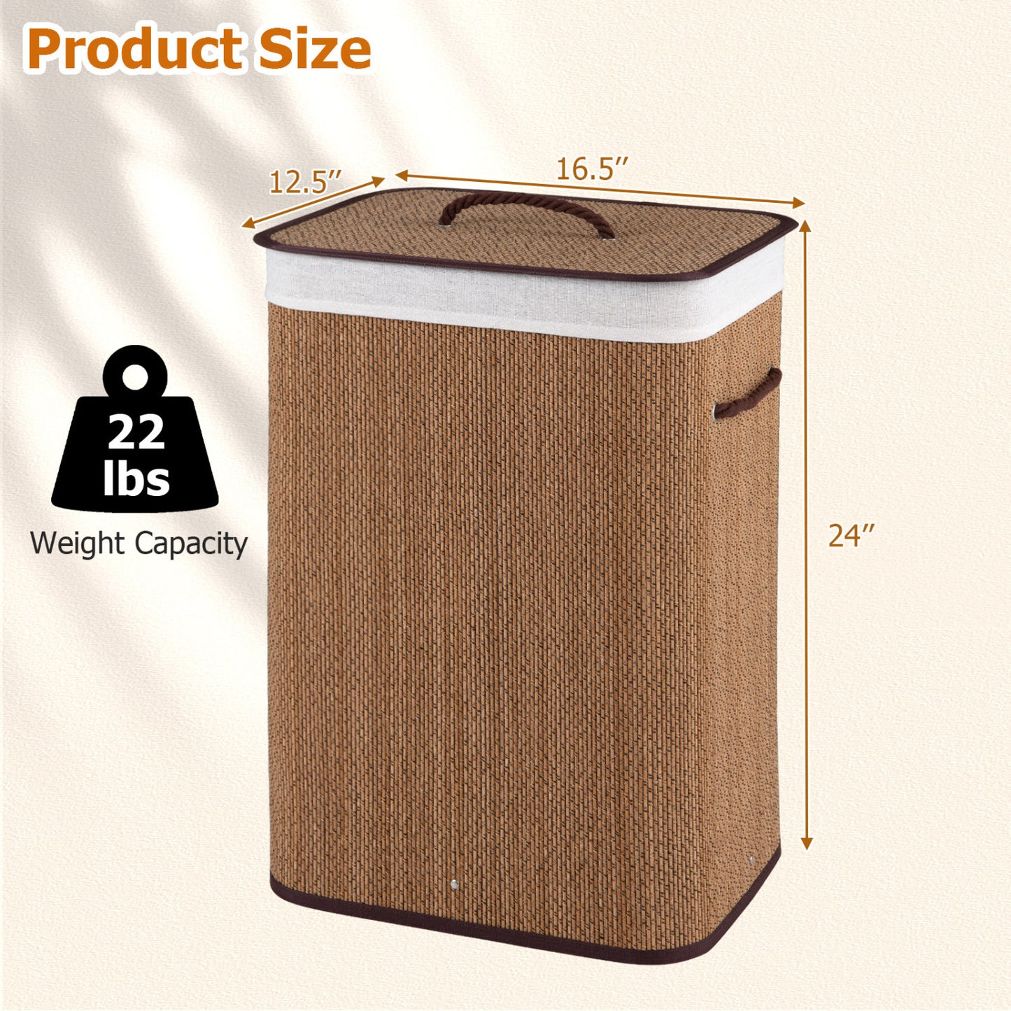 19 Gal Capacity Bamboo Clothes Hamper with Removable Liner and Portable Handles, Brown Laundry Baskets at Gallery Canada