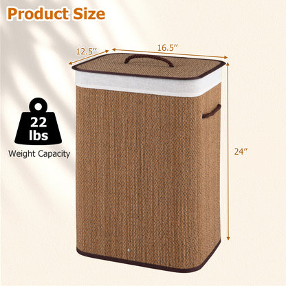 19 Gal Capacity Bamboo Clothes Hamper with Removable Liner and Portable Handles, Brown Laundry Baskets at Gallery Canada