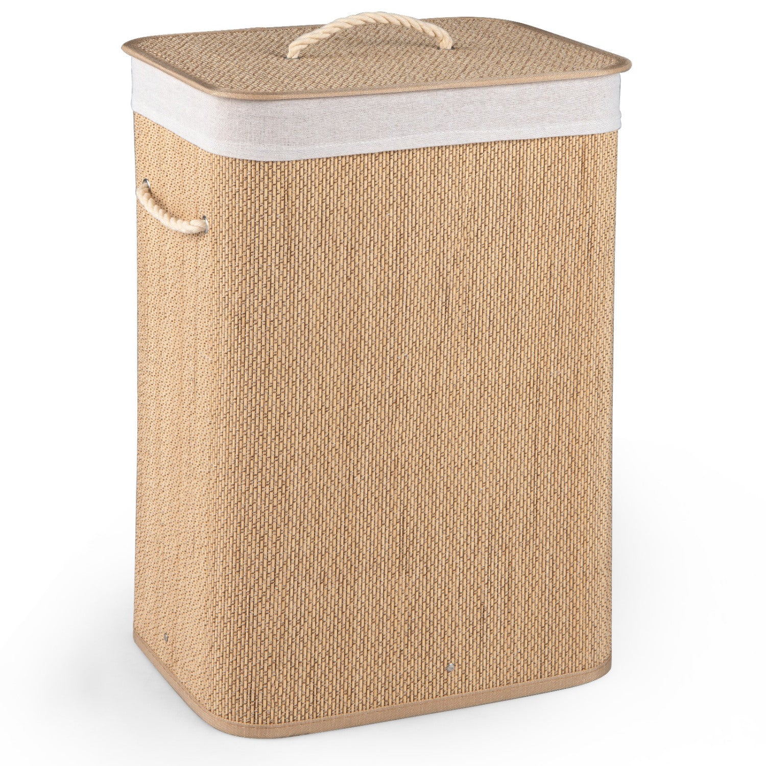 19 Gal Capacity Bamboo Clothes Hamper with Removable Liner and Portable Handles-Natrual, Natural Laundry Baskets at Gallery Canada