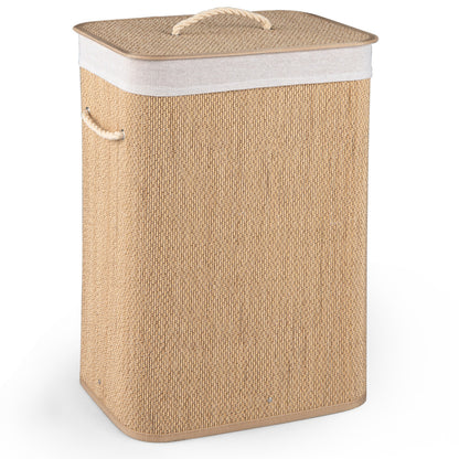 19 Gal Capacity Bamboo Clothes Hamper with Removable Liner and Portable Handles-Natrual, Natural Laundry Baskets at Gallery Canada