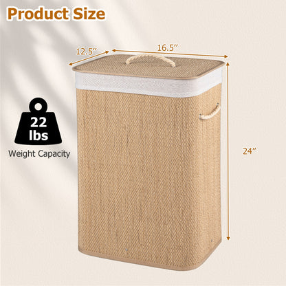 19 Gal Capacity Bamboo Clothes Hamper with Removable Liner and Portable Handles-Natrual, Natural Laundry Baskets at Gallery Canada