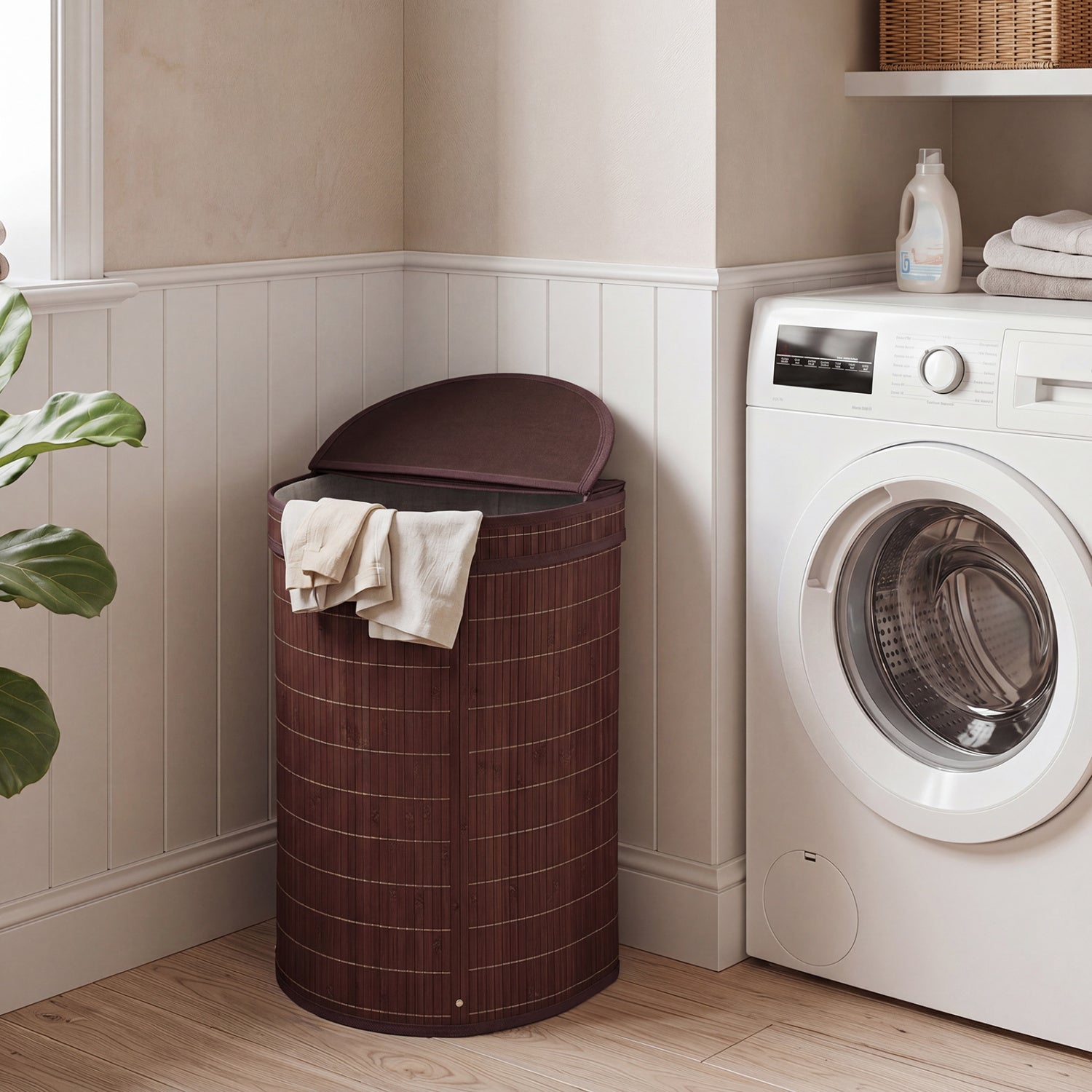 19 Gal Capacity Bamboo Laundry Hamper with Zippered Lid, Brown Laundry Baskets at Gallery Canada