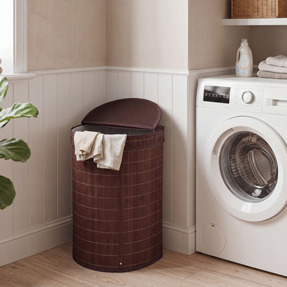 19 Gal Capacity Bamboo Laundry Hamper with Zippered Lid, Brown Laundry Baskets at Gallery Canada