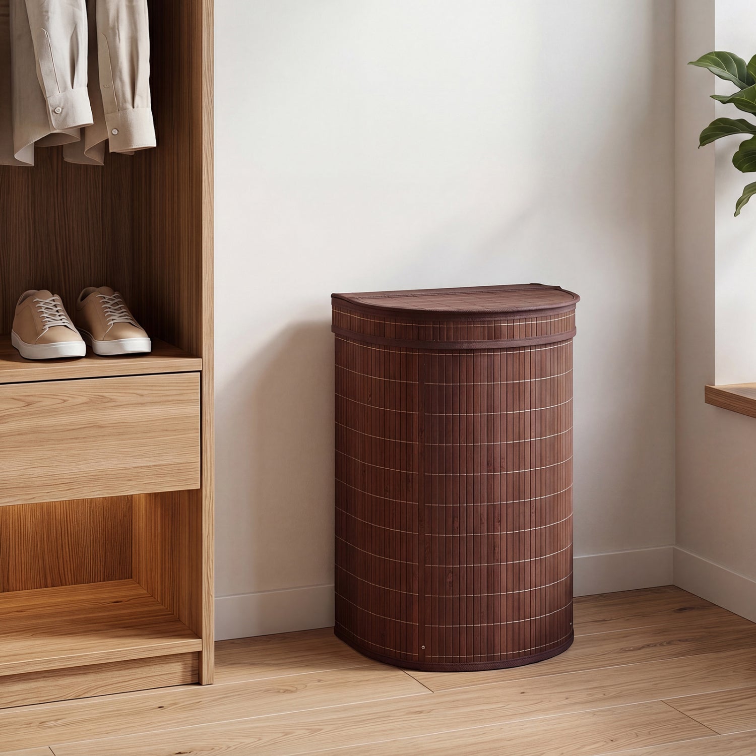 19 Gal Capacity Bamboo Laundry Hamper with Zippered Lid, Brown Laundry Baskets at Gallery Canada