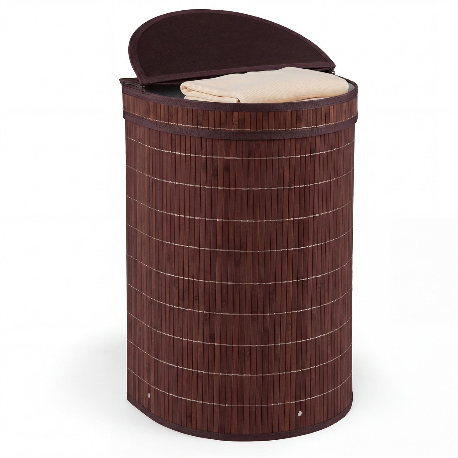 19 Gal Capacity Bamboo Laundry Hamper with Zippered Lid, Brown Laundry Baskets Brown at Gallery Canada