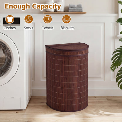 19 Gal Capacity Bamboo Laundry Hamper with Zippered Lid, Brown Laundry Baskets at Gallery Canada