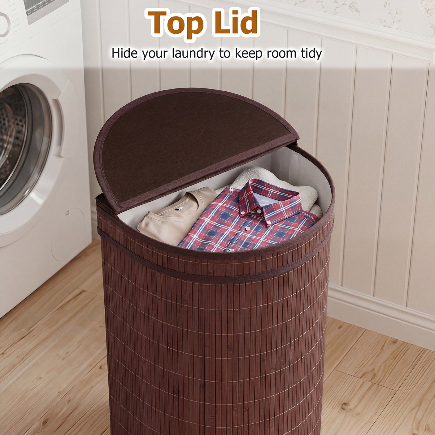 19 Gal Capacity Bamboo Laundry Hamper with Zippered Lid, Brown Laundry Baskets at Gallery Canada