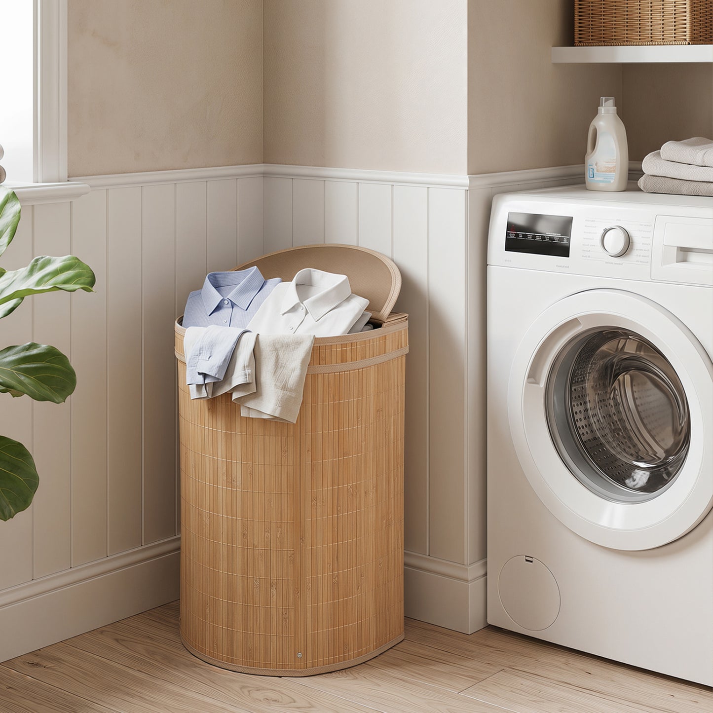 19 Gal Capacity Bamboo Laundry Hamper with Zippered Lid, Natural Laundry Baskets at Gallery Canada