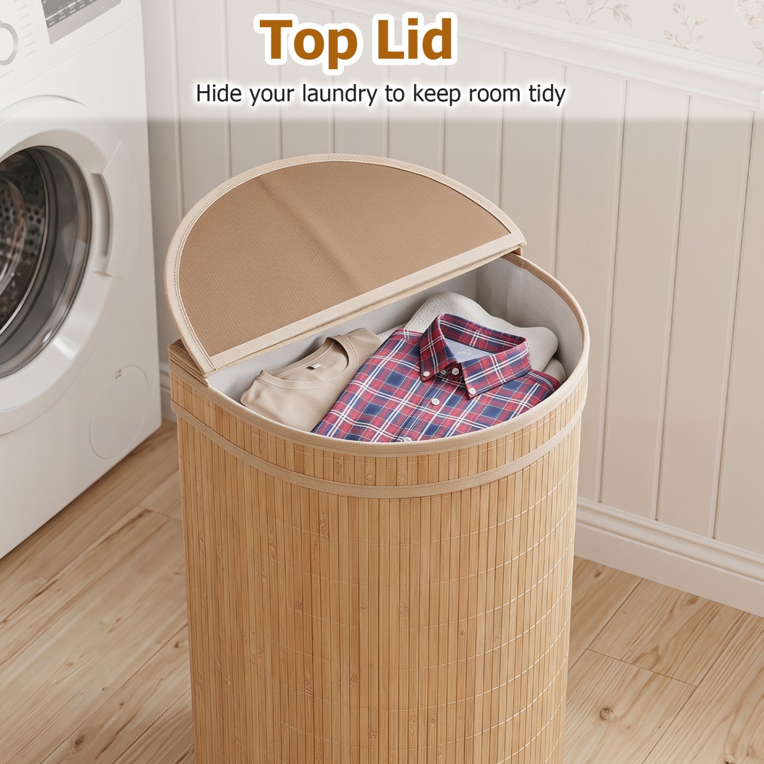 19 Gal Capacity Bamboo Laundry Hamper with Zippered Lid, Natural Laundry Baskets at Gallery Canada