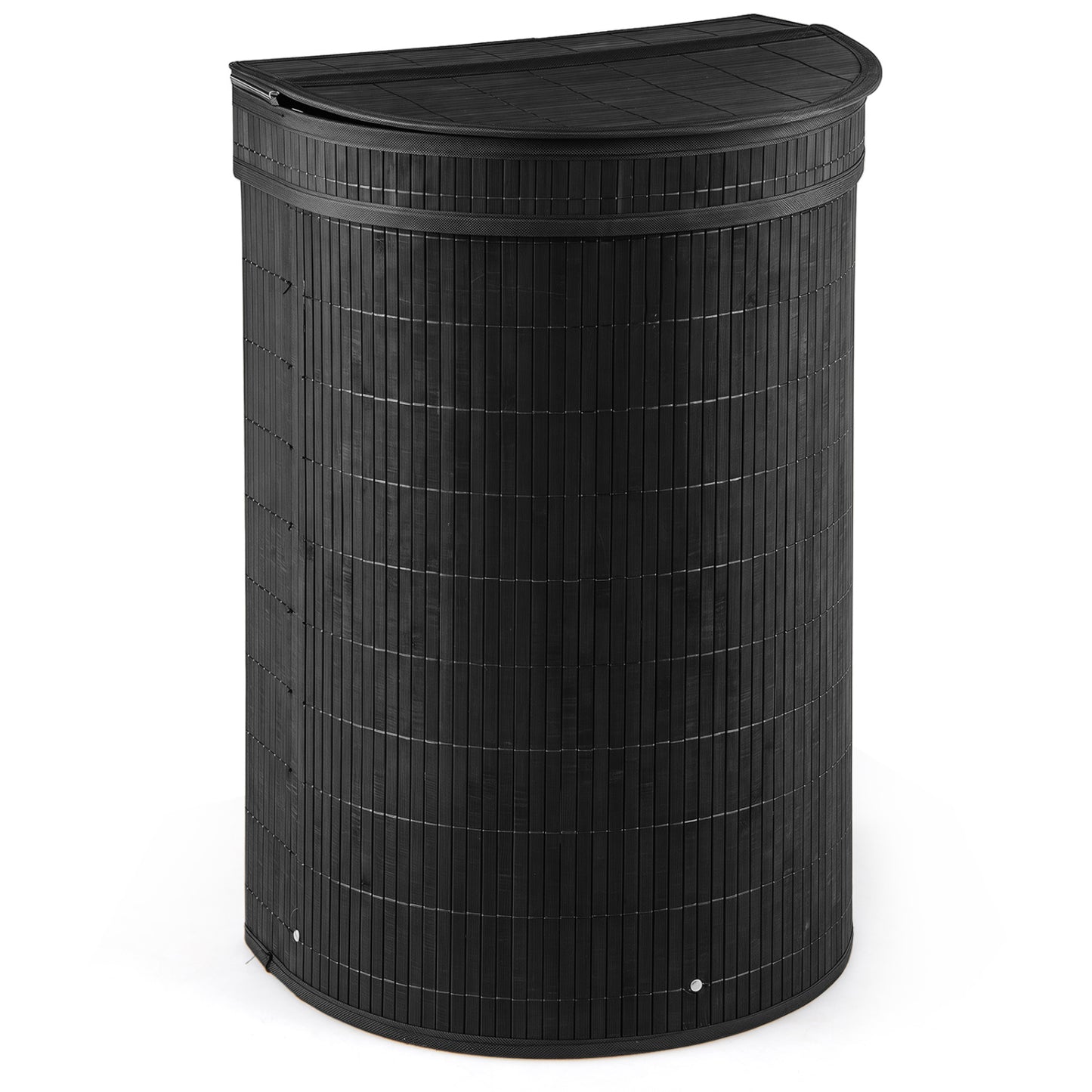 19 Gal Bamboo Laundry Hamper With Zippered Lid, Black