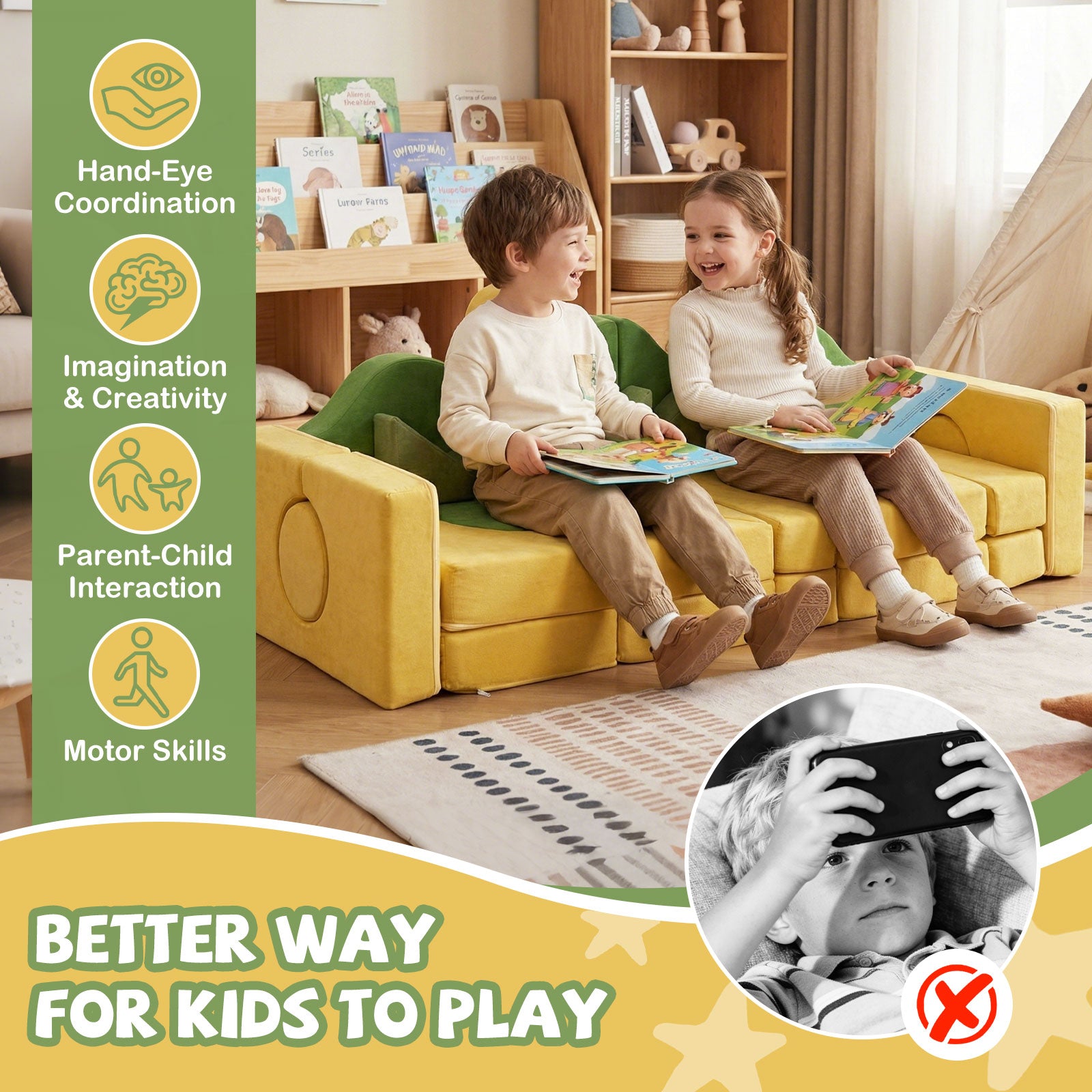 19 Pieces Modular Kids Play Couch for Inspiring Creativity Kids Chairs & Seating at Gallery Canada