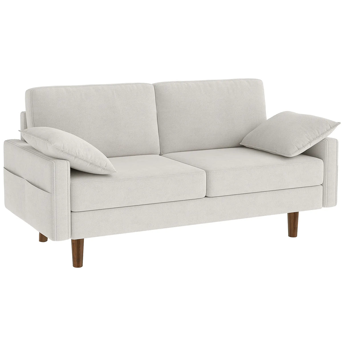 3 Seater Sofa, Velvet Upholstered Couch, Cream White 3-Seater Sofas at Gallery Canada