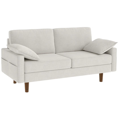 3 Seater Sofa, Velvet Upholstered Couch, Cream White 3-Seater Sofas at Gallery Canada
