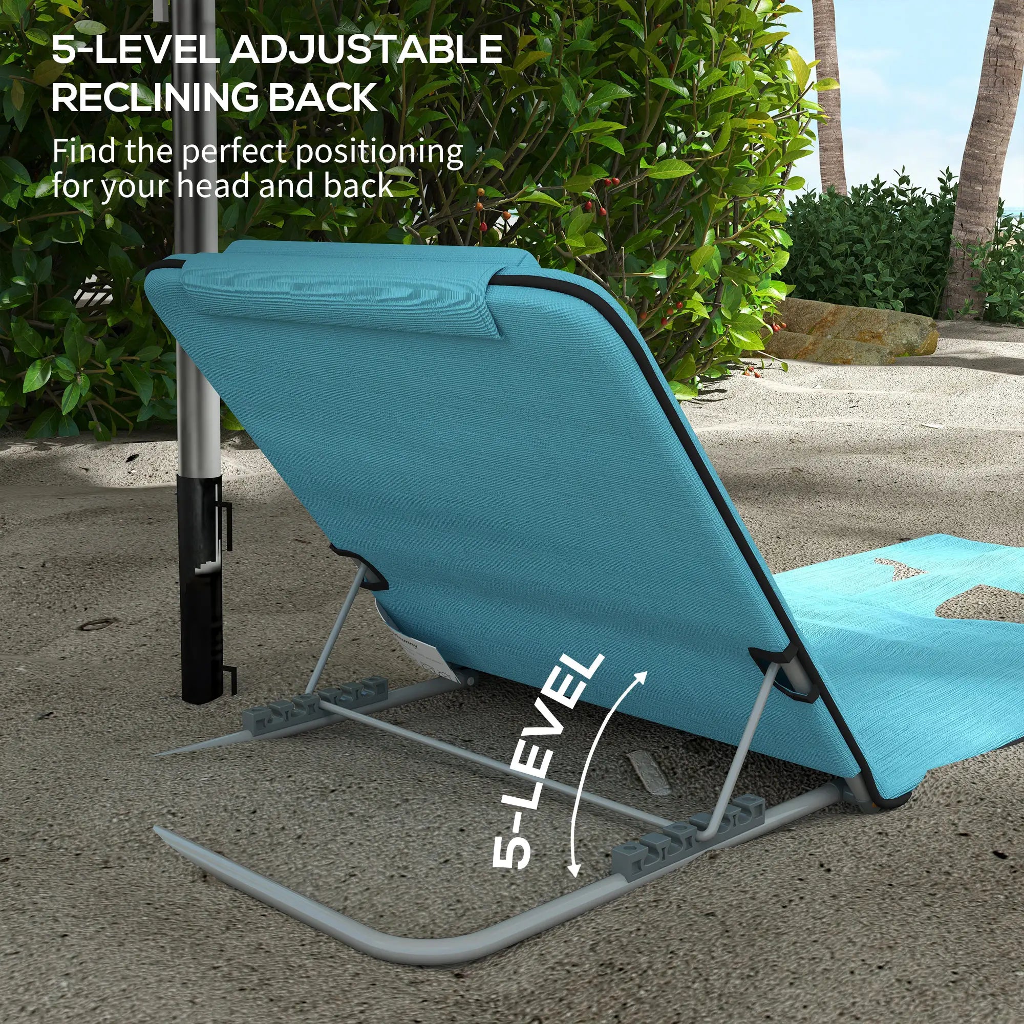 Beach Lounge Chair Set, 2 Pieces, Folding Chaise, Blue Beach Accessories at Gallery Canada