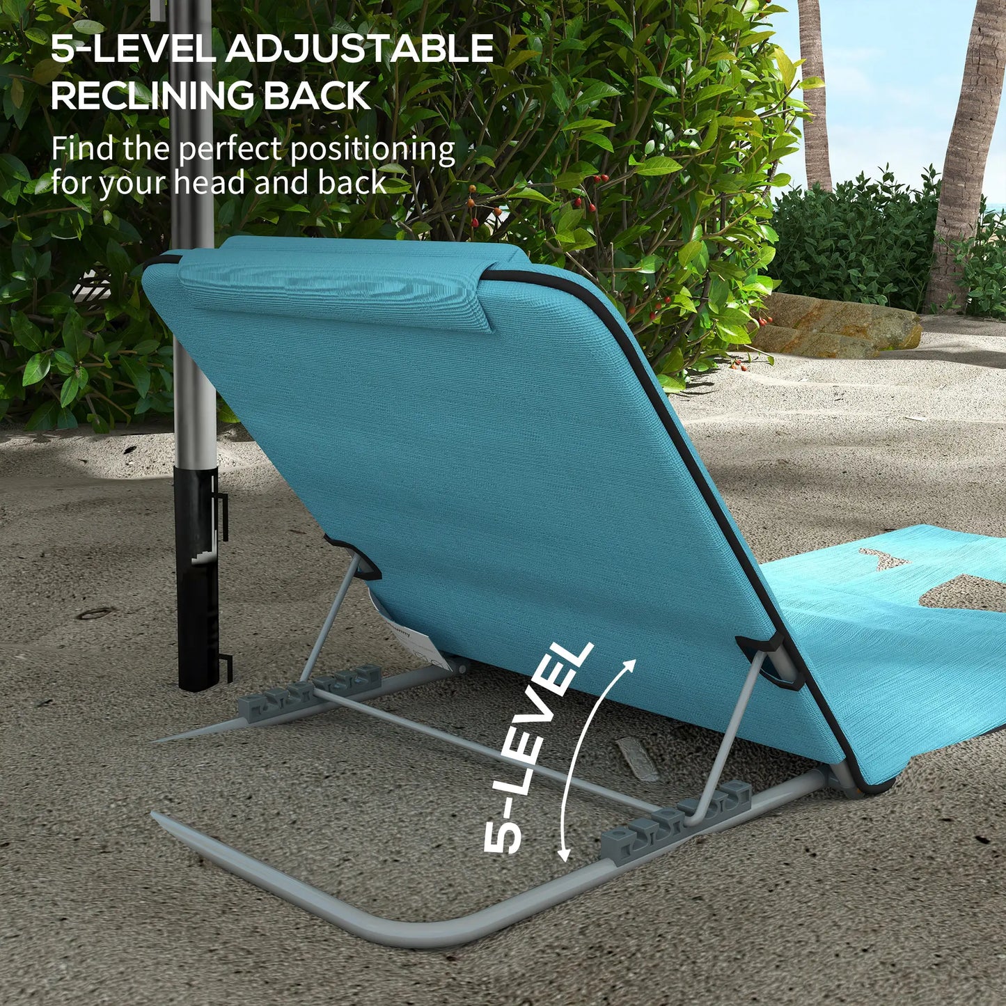 Beach Lounge Chair Set, 2 Pieces, Folding Chaise, Blue Beach Accessories at Gallery Canada