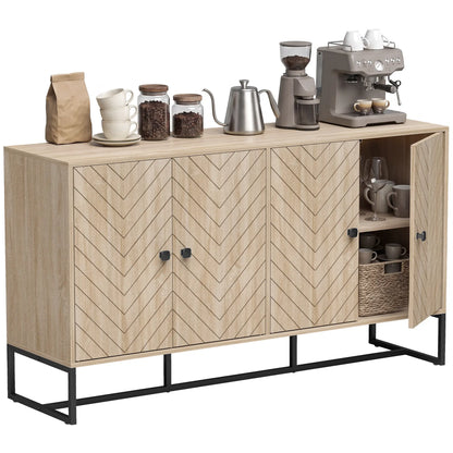 Sideboard Buffet Cabinet, 2 Adjustable Shelves, Steel Base, Oak Storage Cabinets at Gallery Canada