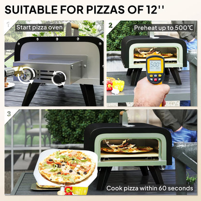 Portable Gas Pizza Oven, 12" Stone, Thermometer, Foldable Legs, Black Propane Gas Grills at Gallery Canada