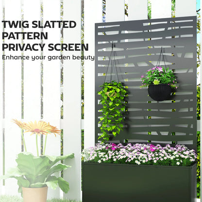 Metal Planter Box With Trellis, Raised Garden Bed With Privacy Screen