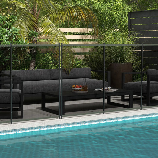4 Panel Swimming Pool Fence, Aluminum Rustproof, 4' x 12', Black Garden Fences Black at Gallery Canada