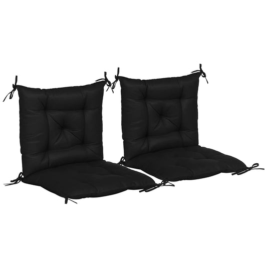 Patio Chair Cushions Set of 2, 39" x 20" x 3", Outdoor Tufted, Black Patio Chair Cushions Black at Gallery Canada