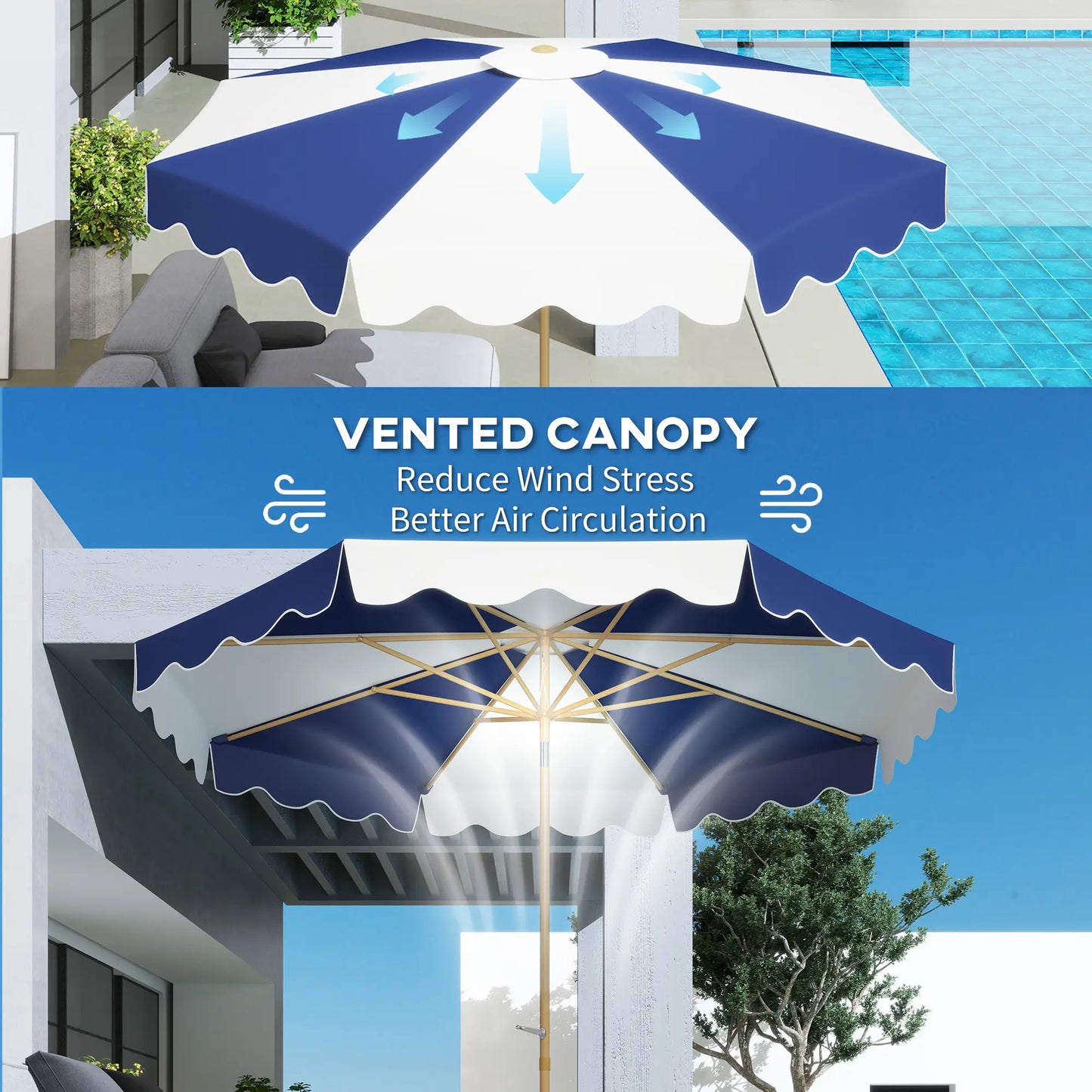 9FT Patio Umbrella, 8 Ribs, Crank & Tilt, UPF 50+, Mixed Color Sun Umbrellas at Gallery Canada