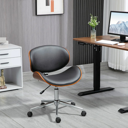 Faux Leather Bentwood Office Chair, 360 Swivel Wheels, Adjustable Height, Black Task Chairs at Gallery Canada