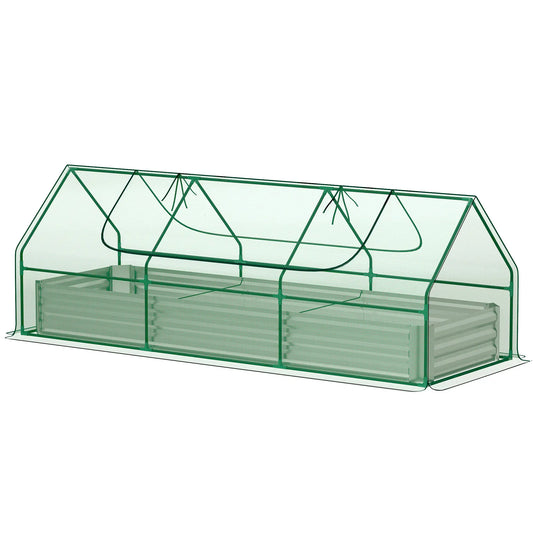 8.6 x 3 x 1ft Raised Garden Bed, Mini Greenhouse, Galvanized Cover, Green Galvanized Planter Boxes Green at Gallery Canada