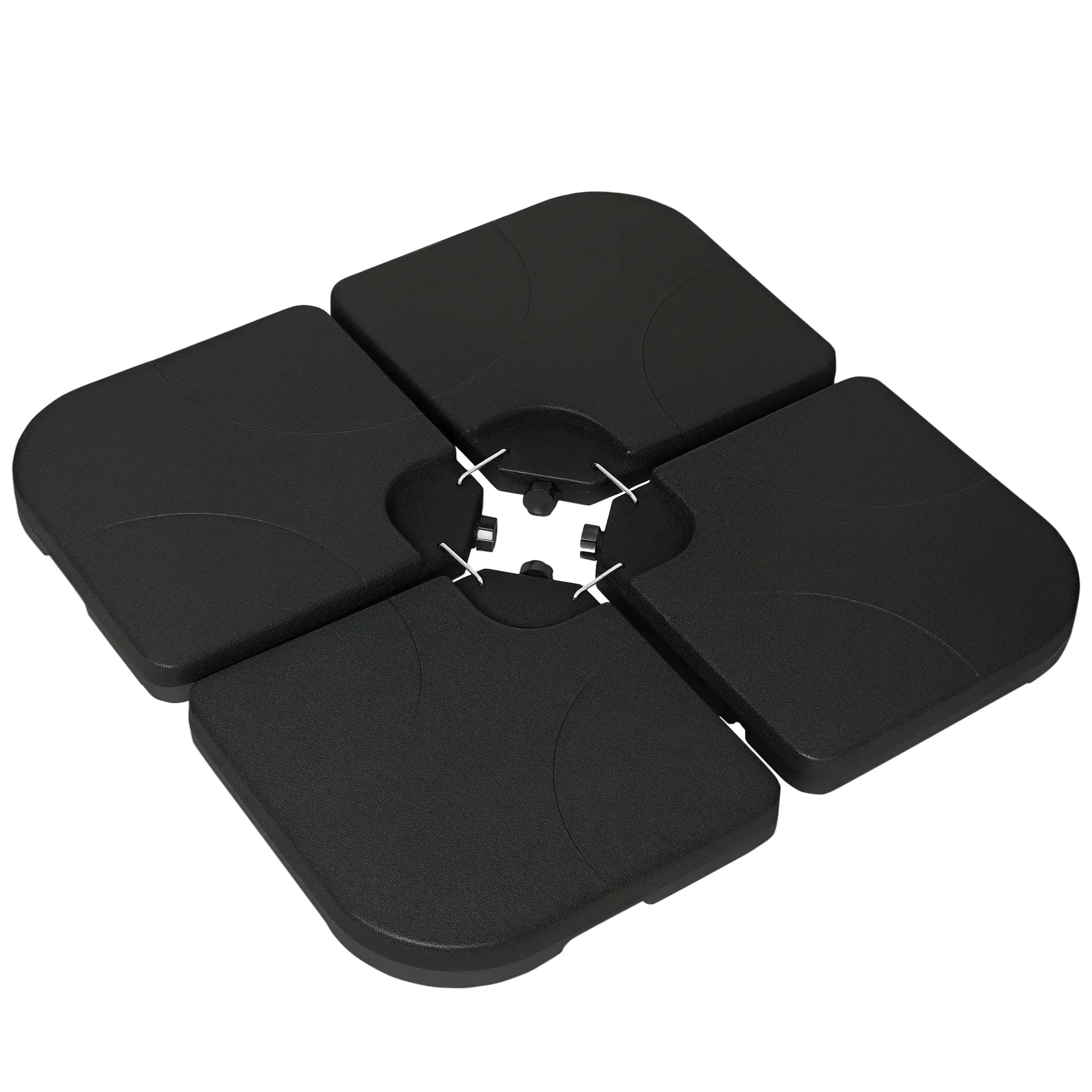 4 Piece Umbrella Base Stand, U Locking, 132 lb Water or 172 lb Sand, Black Umbrella Bases at Gallery Canada
