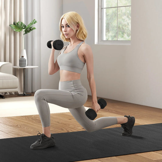 2 x 20lbs Dumbbells Set, Non-Slip Grip, Rubber Covered Weights Dumbbells & Barbells Black at Gallery Canada