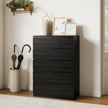 5 Drawer Dresser, Modern Chest for Bedroom, Black Storage Cabinets at Gallery Canada