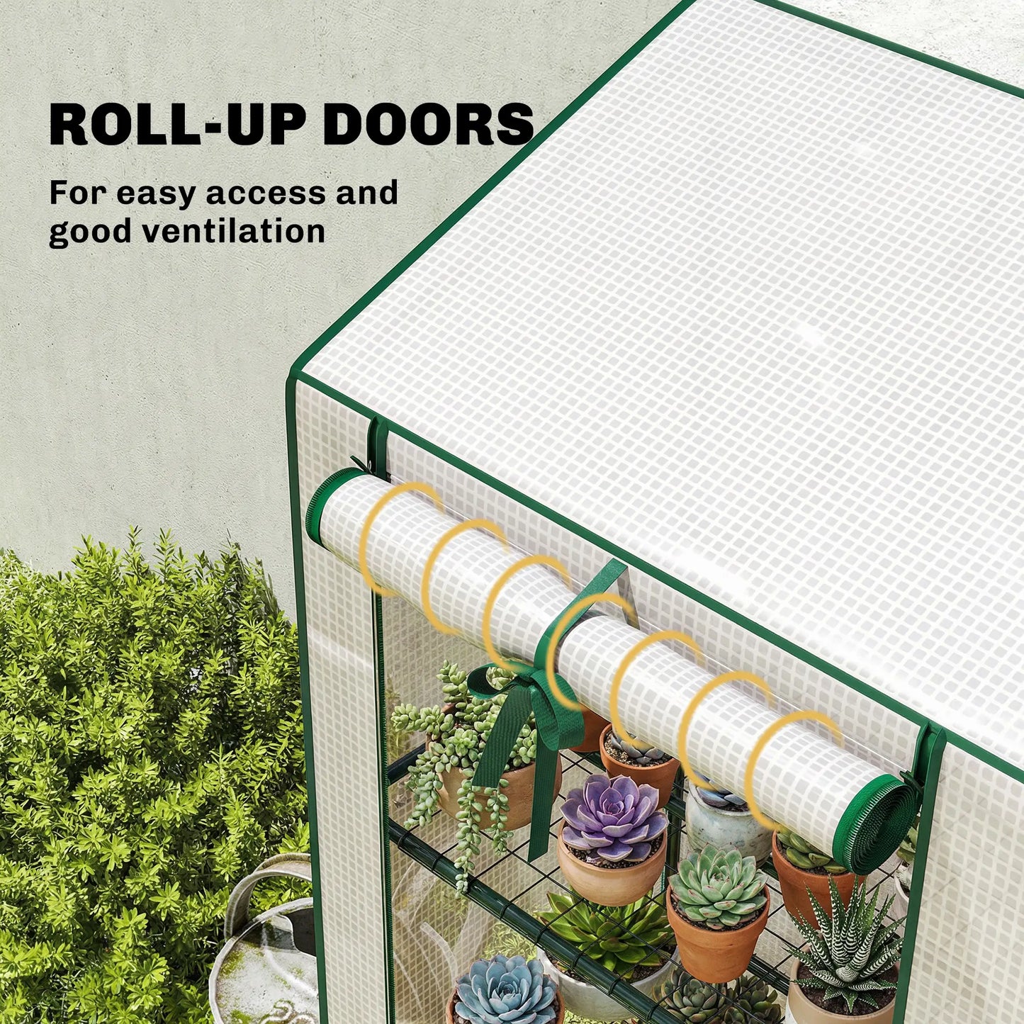 Portable Mini Greenhouse, 3 Tier Shelves, Reinforced PE Cover, 56.3"x18.1"x59.4", White Portable Greenhouses at Gallery Canada