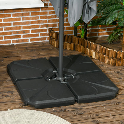 4 Piece Cantilever Umbrella Base, 123 lb Water or 158 lb Sand, Black Umbrella Bases at Gallery Canada