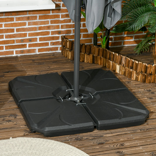 4 Piece Cantilever Umbrella Base, 123 lb Water or 158 lb Sand, Black Umbrella Bases Black at Gallery Canada