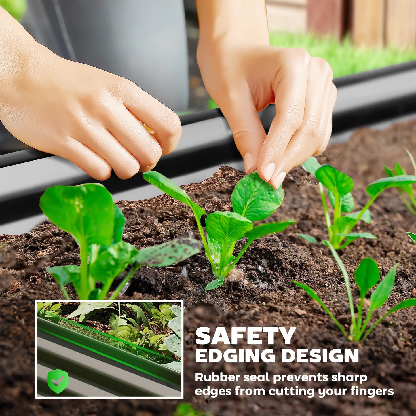 Grande Jardinière d'Extérieur, 7' x 3' x 1', Lit de Jardin Suralélevé Galvanisé, Noir