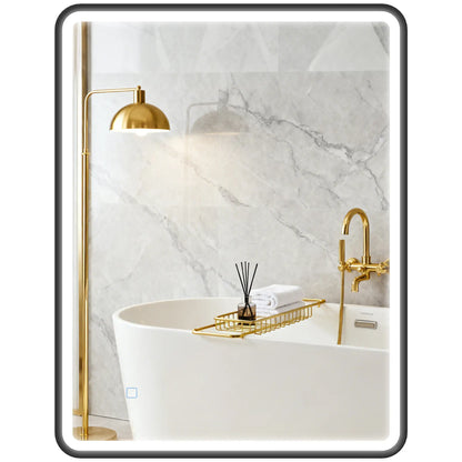 36" x 28" Bath Mirror, LED Lights, Wall Mounted, 3 Colors, Dimmable, Black Bath Accessories Black at Gallery Canada