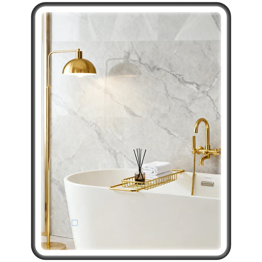 36" x 28" Bath Mirror, LED Lights, Wall Mounted, 3 Colors, Dimmable, Black Bath Accessories Black at Gallery Canada