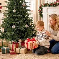 Sapin de Noël artificiel de 7 pieds, complet à charnières, vert