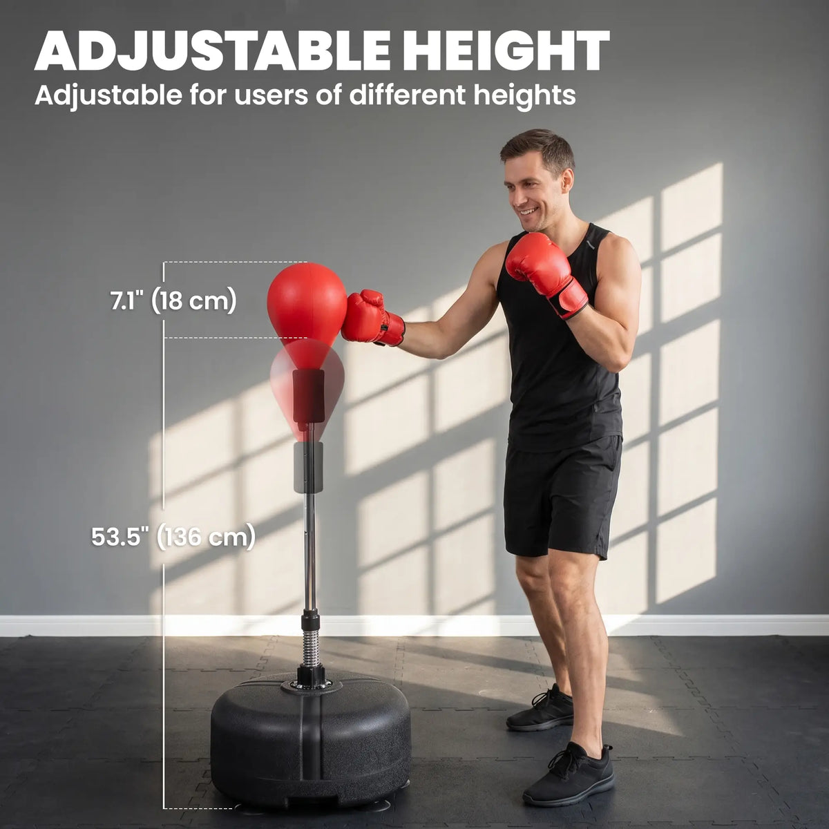 Adjustable Height Boxing Bag Set, 6 Suction Cups, Boxing Gloves, Exercise Training Strength Training Equipment at Gallery Canada