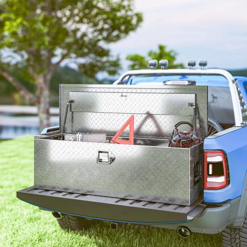 48 Inch Truck Bed Tool Box, Heavy Duty Aluminum Diamond Plate Trailer Tongue Box