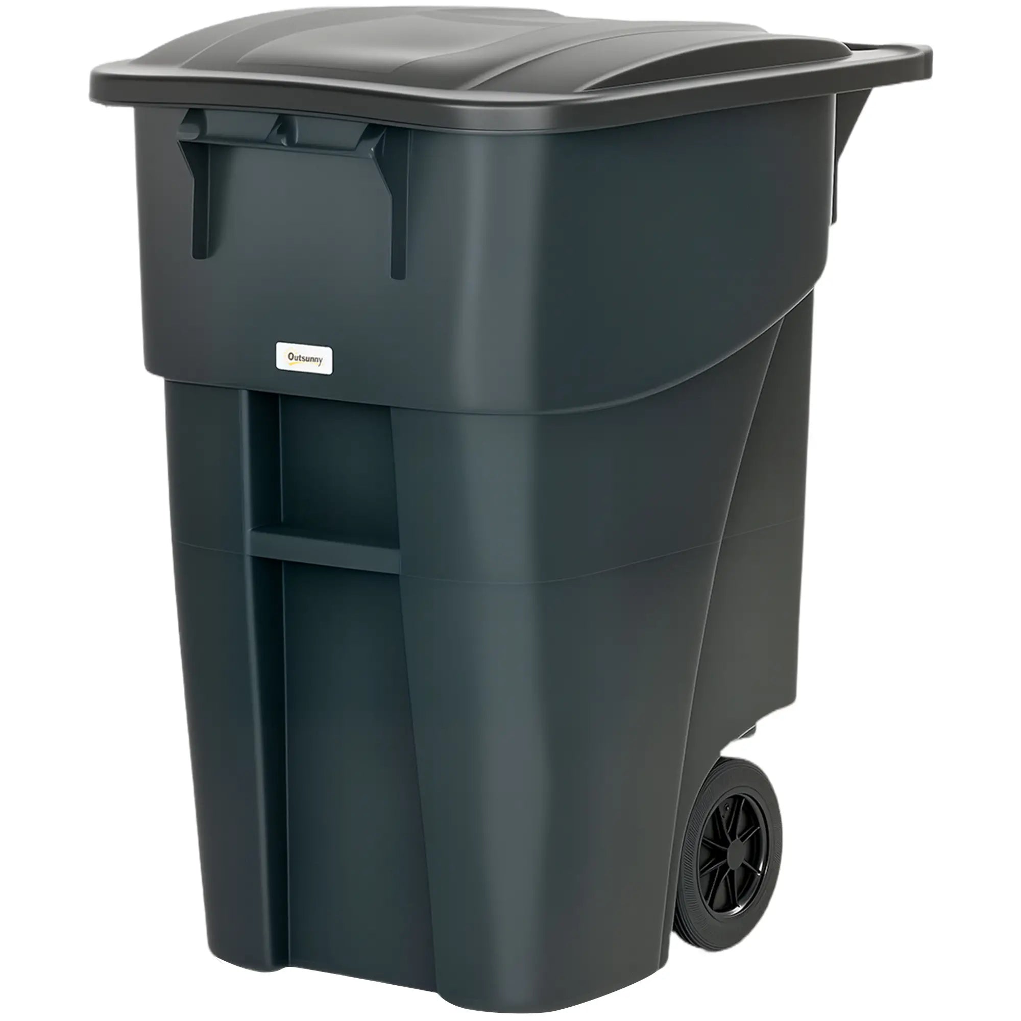 53 Gallon Outdoor Garbage Bin With Lid, Wheels, Handle, Dark Grey Garden Accessories Black, Dark Grey at Gallery Canada