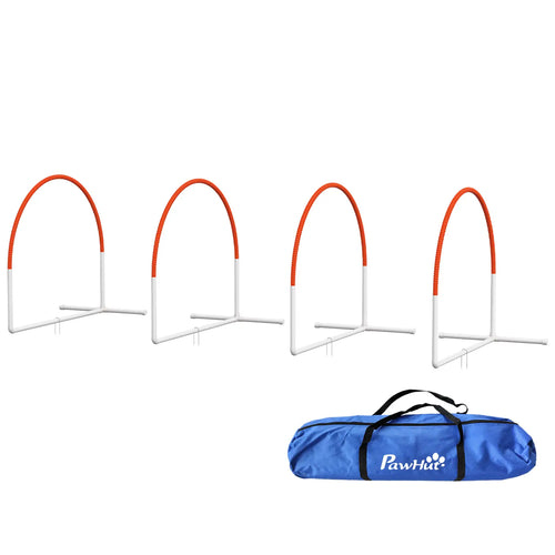 Dog Agility Kit, Obstacle Course Training Equipment, Weave Poles, Carry Bag, Orange