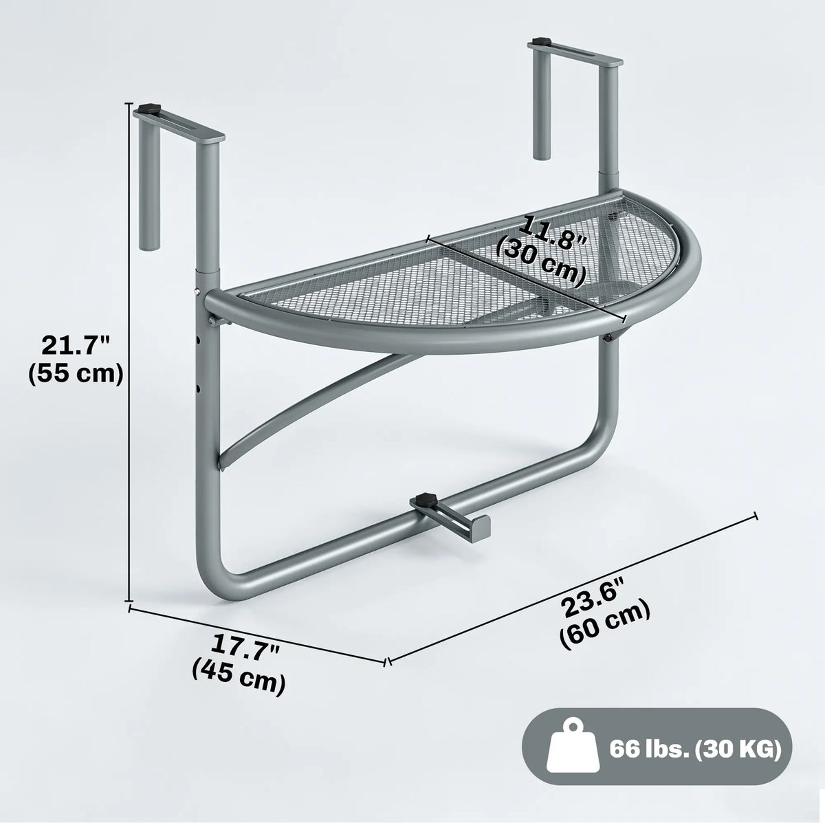 Metal Balcony Hanging Railing Table, Outdoor Serving Desk, Grey Balcony Table Hanging at Gallery Canada