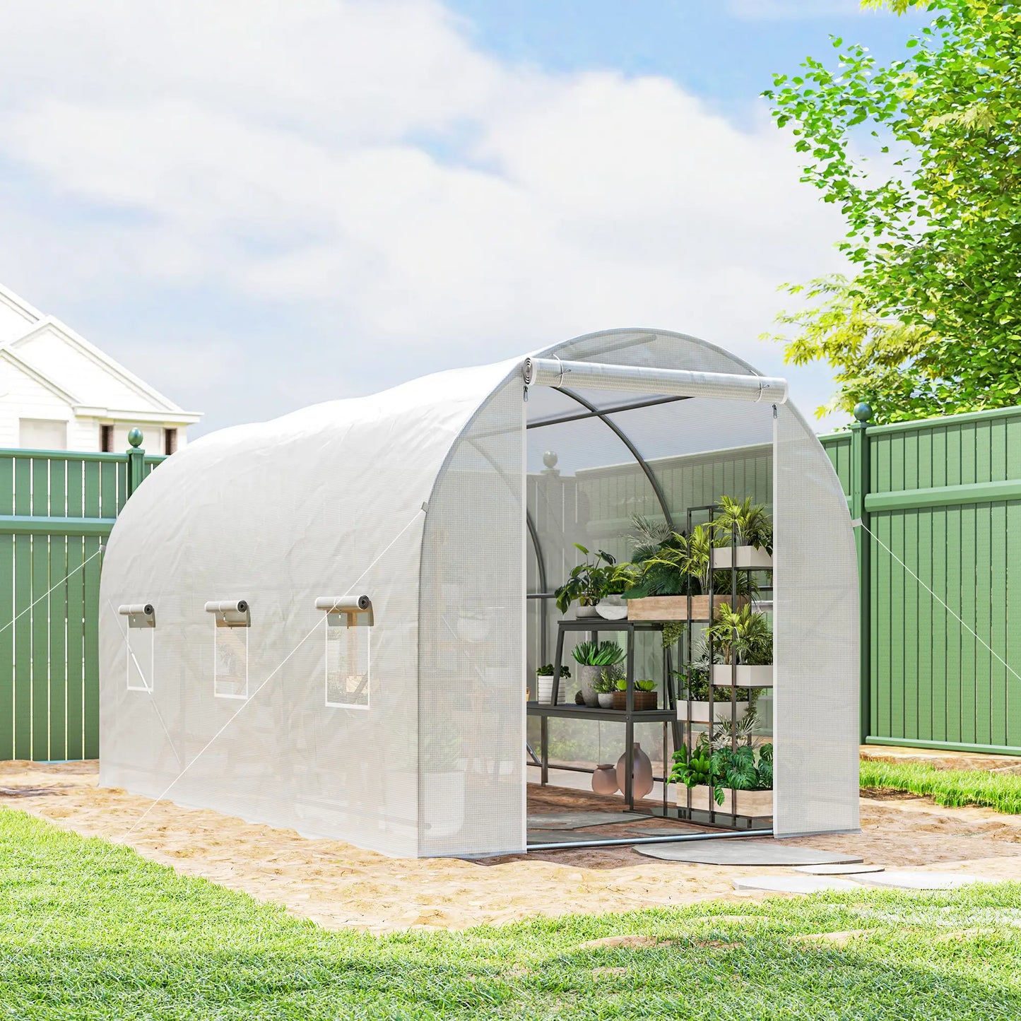 11.5x6.6x6.6ft Walk-In Greenhouse, Portable Garden Plant House, White Walk In Greenhouses at Gallery Canada