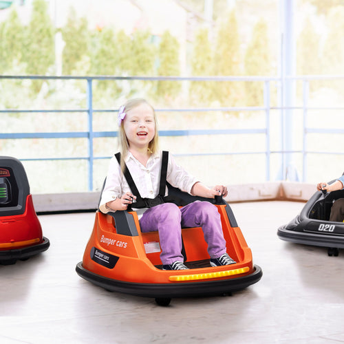 Bumper Car 12V 360° Rotation Electric Car for Kids, with Remote, Safety Belt, Lights, Music, for 1.5-5 Years Old, Orange