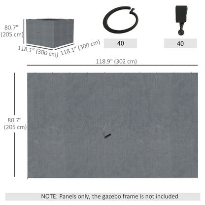 10x10 FT Gazebo Replacement Curtains, 4 Panels Sidewall, Slate Grey Gazebo Sidewalls at Gallery Canada
