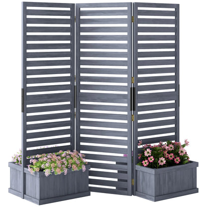 Outdoor Privacy Screen, Wood Panel with 4 Planter Boxes, Raised Bed, 3 Panels, Drainage Holes Side Awnings at Gallery Canada