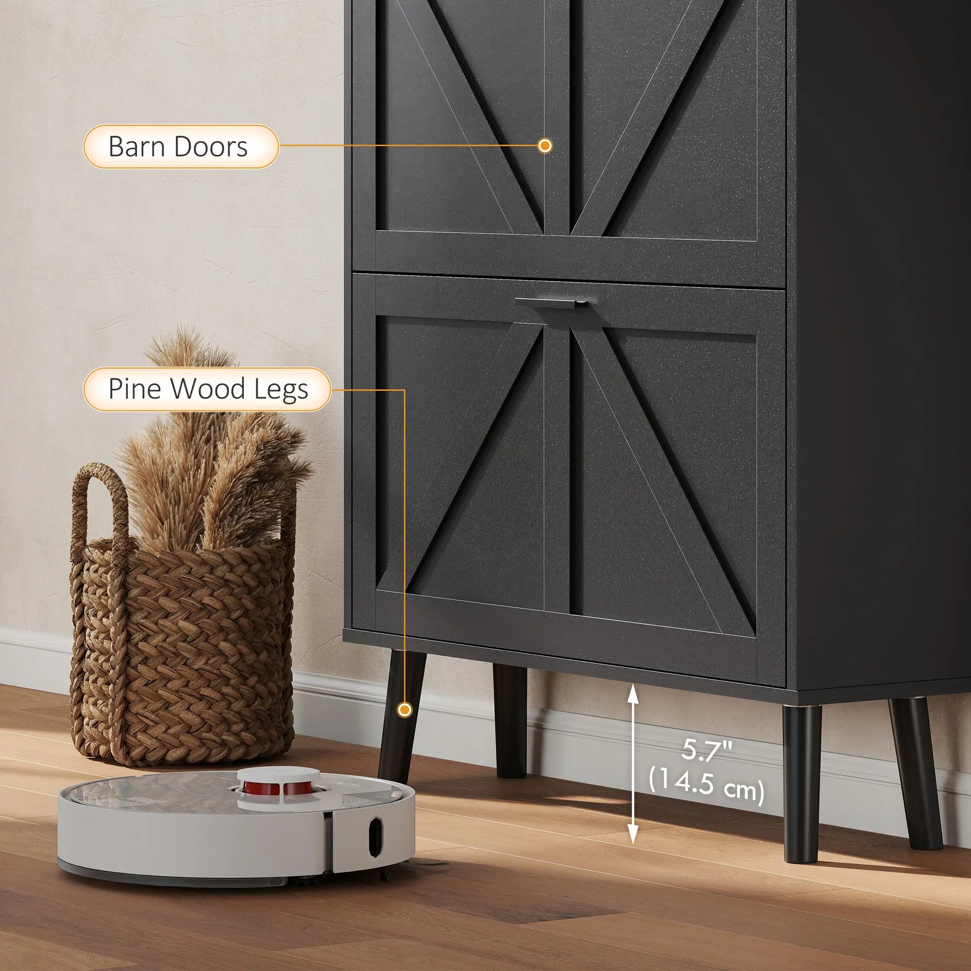Shoe Storage Cabinet, 2 Flip Drawers, Farmhouse Narrow, Holds 16 Pairs, Black Shoe Storage Cabinets & Racks at Gallery Canada