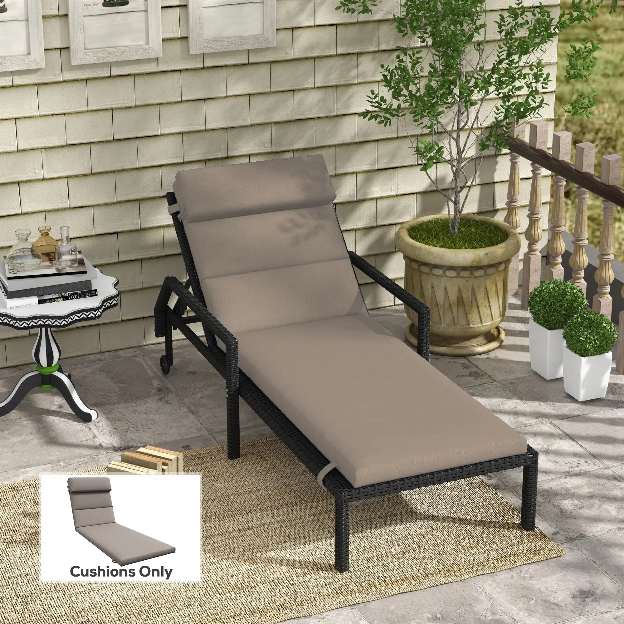 Patio Chaise Lounge Chair Cushion Replacement, Dark Grey Patio Chair Cushions at Gallery Canada